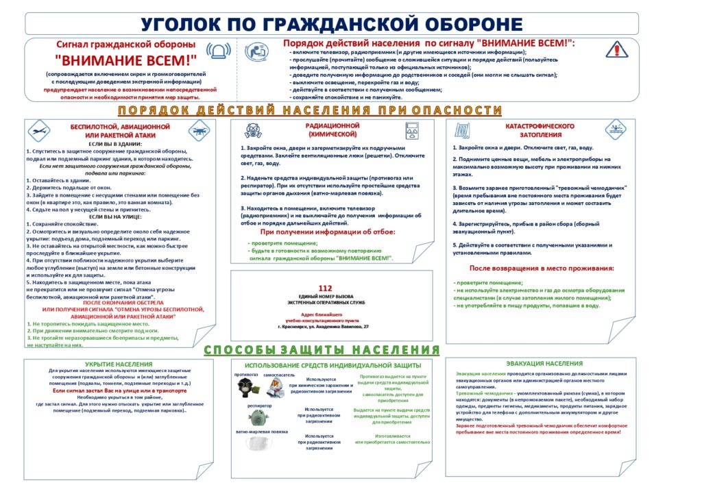 УГОЛОК ПО ГРАЖДАНСКОЙ ОБОРОНЕ